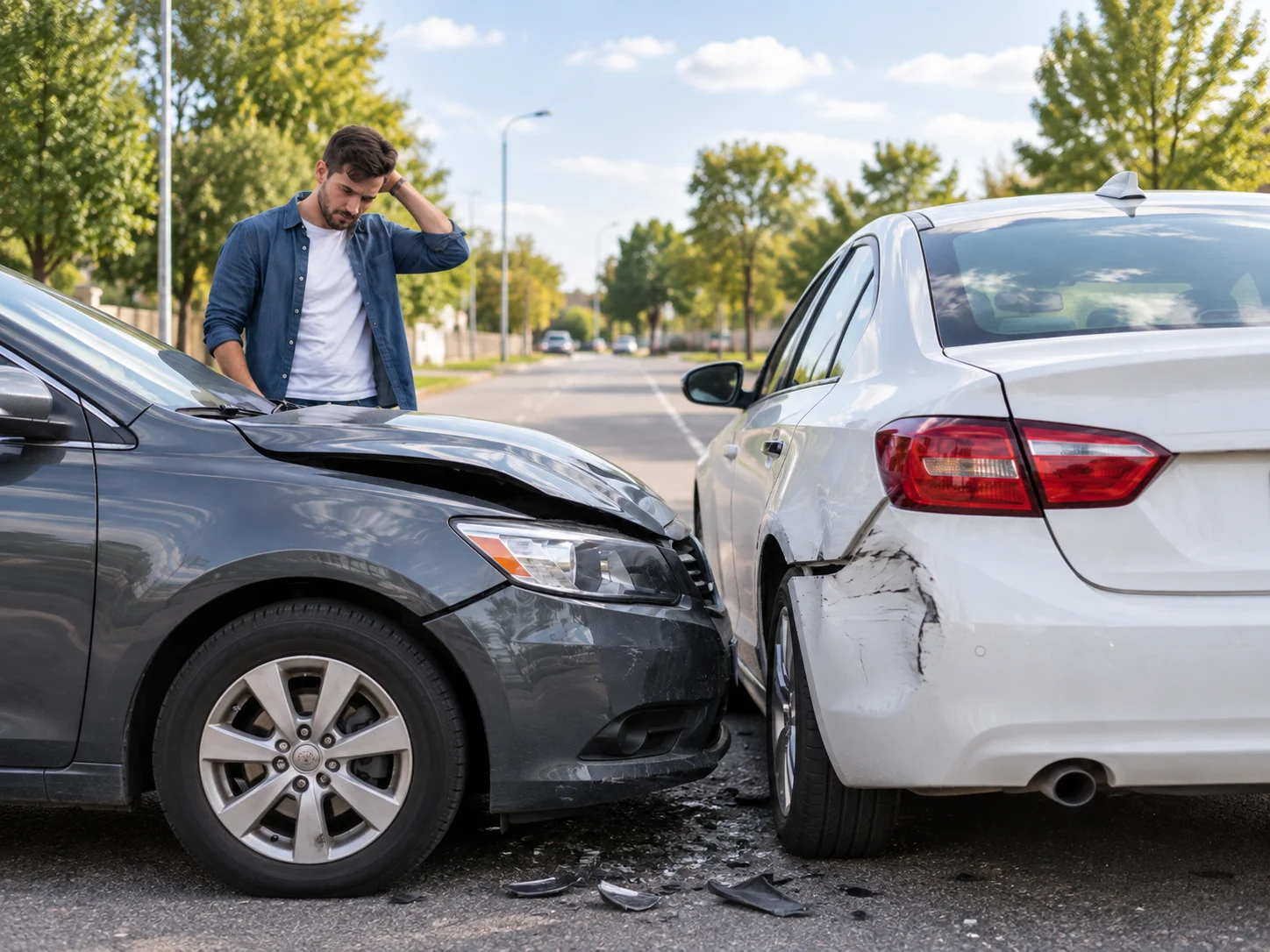 Two vehicles after a road crash